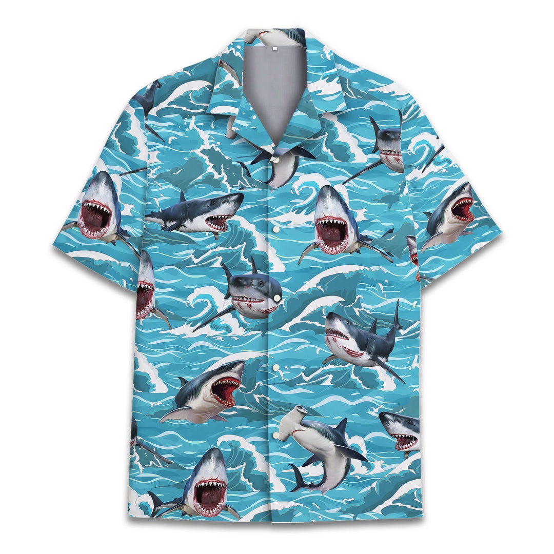 Shark Hawaiian Shirt for Men Women, Shark Shirt Men Summer Beach Button ...