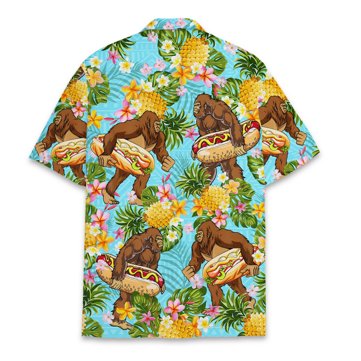 Bigfoot Hot Dog Hawaiian Shirts for Men Women