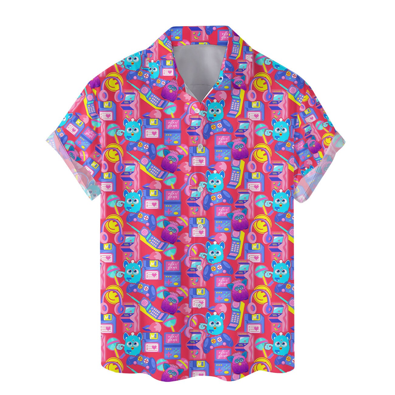 Discover Camisa Hawaiana Rosa con Botones Unisex