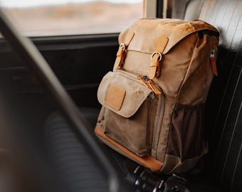 Roe Tan Backpack | Photography Backpack | Adventure Rucksack | Brown Camera Bag | Waxed Canvas Backpack | 16" Laptop Bag | Gift for Him