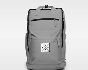 Handmade Unisex Grey Backpack | Vinyl Laptop Bag | College Bag | School Bag | Women's Bag | Men's Bag | Travel Bag | Commuting Backpack