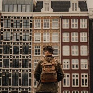 Taw Weekend Backpack Commuter Rolltop Backpack Waxed Canvas Rucksack Water Resistant Backpack Unisex rucksack image 10