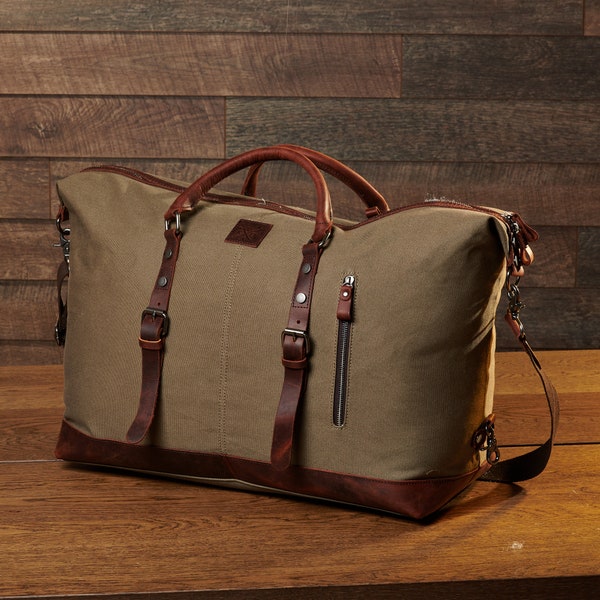 Torridge Vintage Duffel Bag | Canvas Holdall | Weekend Bag | Canvas Duffle Bag | Green Holdall | Weekend Holdall | Unisex