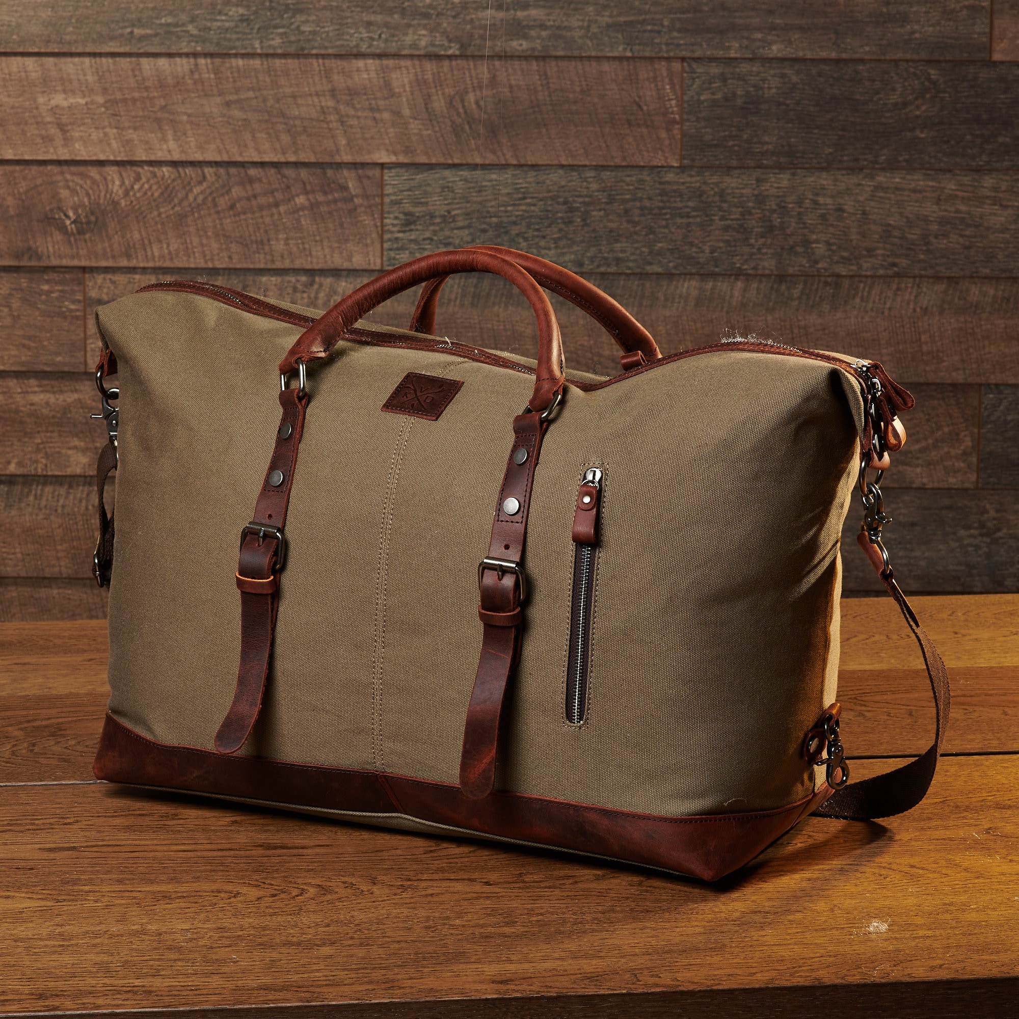 Vintage Travel Bag - Canvas & Leather Duffle Bag