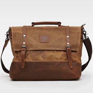 Mersey Messenger Bag Leather Canvas Bag Stylish 16inch Laptop Bag Aesthetic Travel Bag Water Resistant Weekend Bag Gift for Him imagem 5