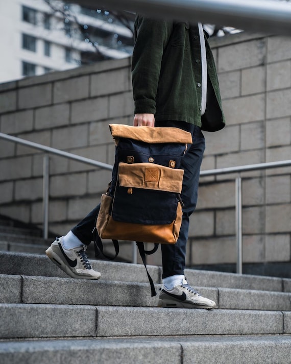 Vintage Backpack – Waxed Canvas and Leather Rucksack | Men's Vintage Backpack – Waxed Canvas and Leather Rucksack | Men's