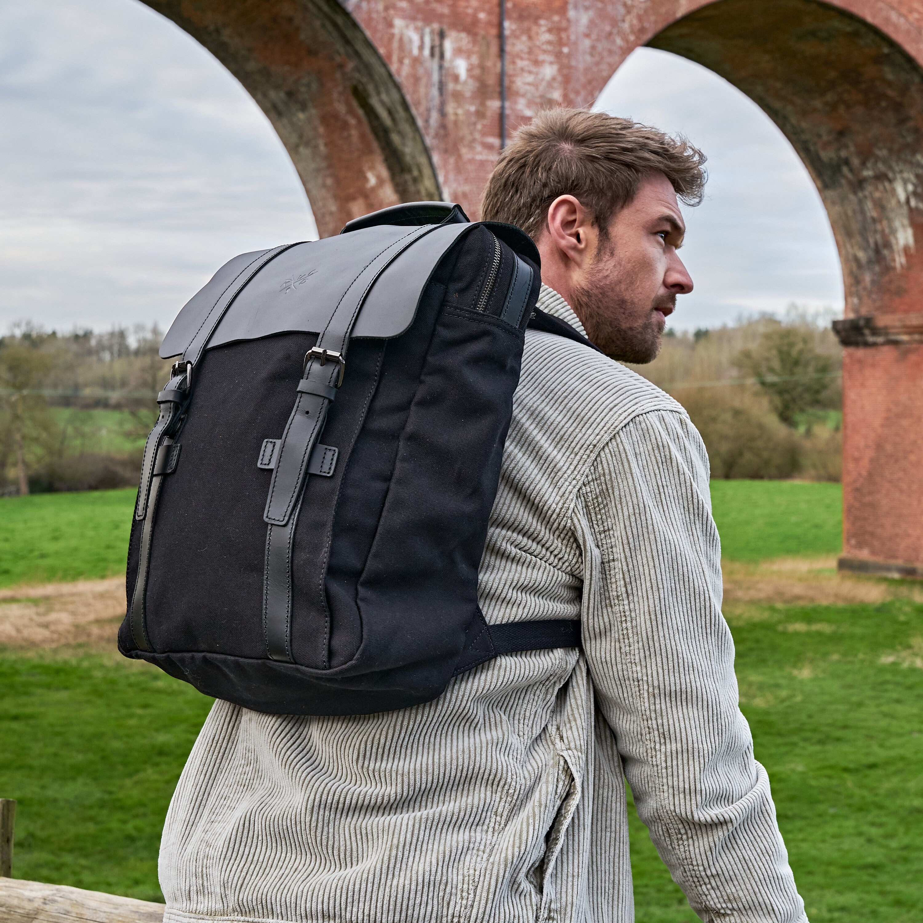 Mens black shop canvas backpack