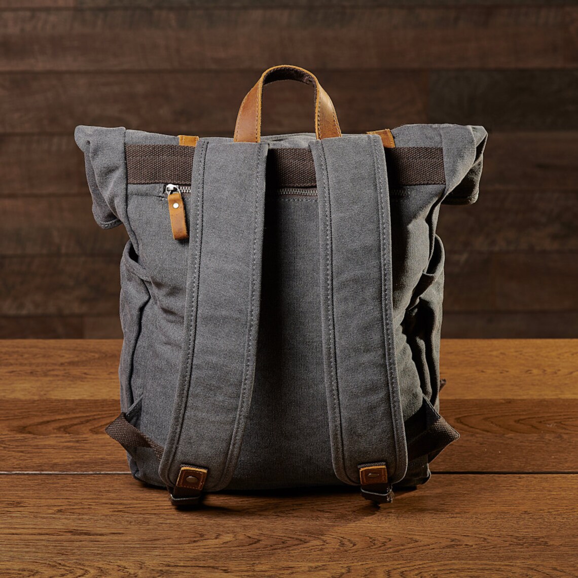 HeavyDuty Canvas Backpack Grey Rucksack Vintage Distressed Etsy