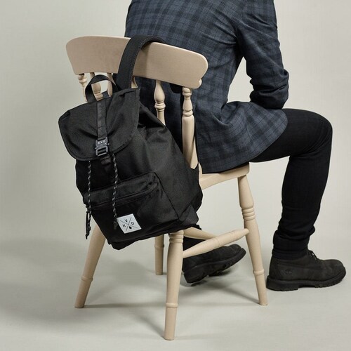 Black 100% Recycled Nylon Backpack | Unisex Water Resistant Backpack | School Backpack | College shops Rucksack | Travel Backpack