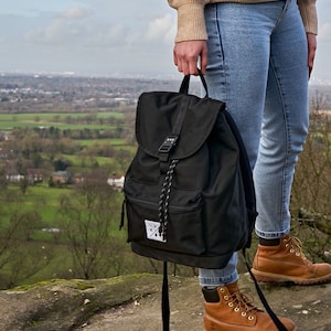 Black Backpack Made From 100% Recycled Materials | Perfect University Bag | Sustainable | Gift for Him | Gift for Her | Back to School Bags