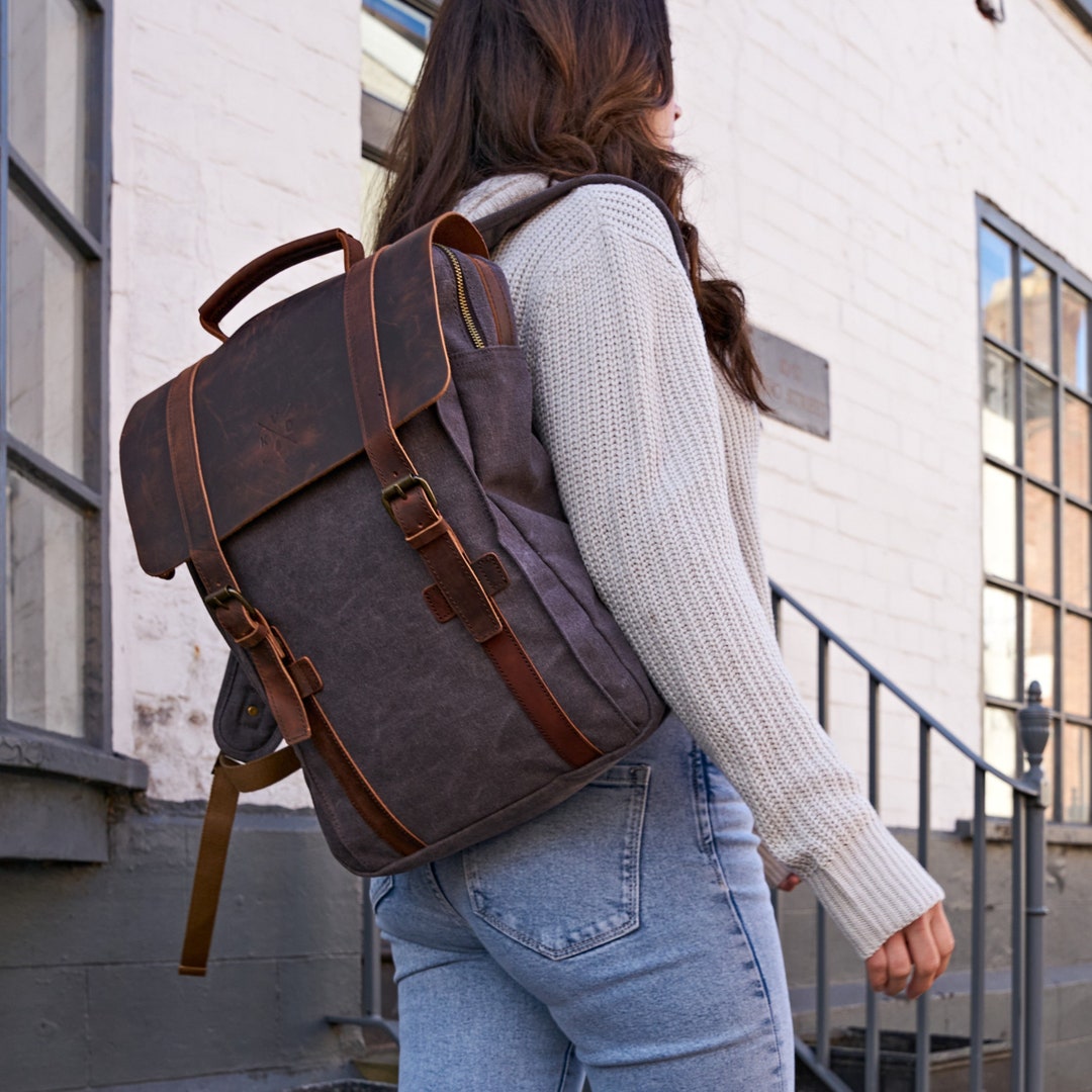 Tamar Canvas Backpack Heavy-duty Canvas Rucksack Reclaimed Leather