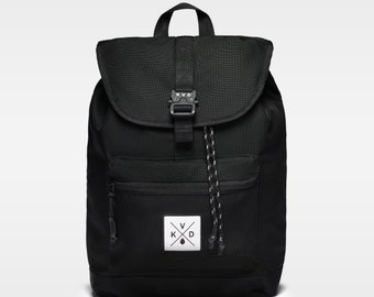 Dee Drawstring Backpack | Stylish Ballistic Nylon Laptop Bag | Adjustable Large Travel Backpack | Aesthetic Rucksack Bag | Black Backpack