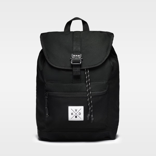 Dee Drawstring Backpack | Stylish Ballistic Nylon Laptop Bag | Adjustable Large Travel Backpack | Aesthetic Rucksack Bag | Black Backpack