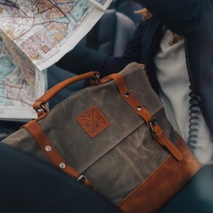 Mersey Messenger Bag Leather Canvas Bag Stylish 16inch Laptop Bag Aesthetic Travel Bag Water Resistant Weekend Bag Gift for Him image 7