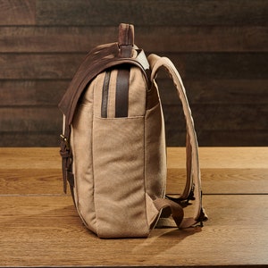 Tamar Brown Canvas Backpack Canvas Vintage Rucksack Reclaimed Leather Backpack Canvas Rucksack Canvas Bag Brown Gift for Him image 4