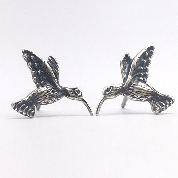 925 WM Wheeler Mfg Co Hummingbird Stud Earrings .… - image 2