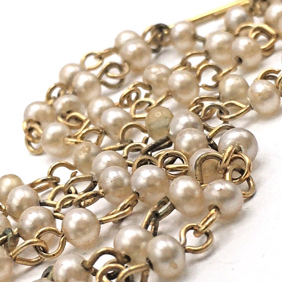 Vintage Gold Tone Chain and Faux Pearl Choker Nec… - image 4