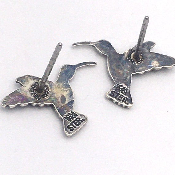 925 WM Wheeler Mfg Co Hummingbird Stud Earrings .… - image 4