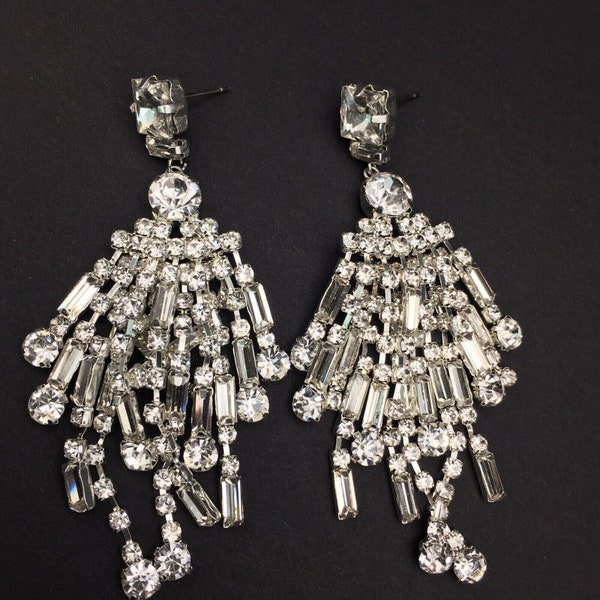 Christian Siriano Crystal Chandelier Earrings Runway Statement Glam