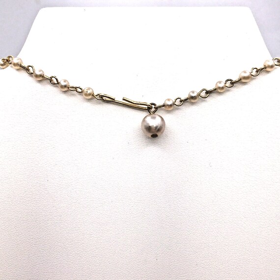 Vintage Gold Tone Chain and Faux Pearl Choker Nec… - image 3