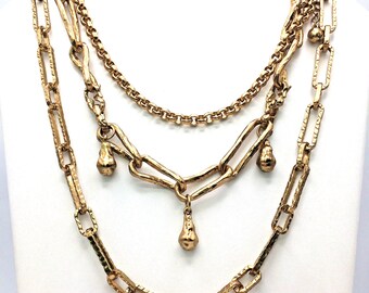 White House Black Market Multi-Strand Convertible Gold Tone Chain Necklace