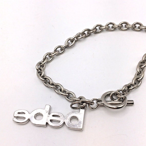 Bebe Silver Tone Toggle Clasp Chain Bracelet Pave… - image 3