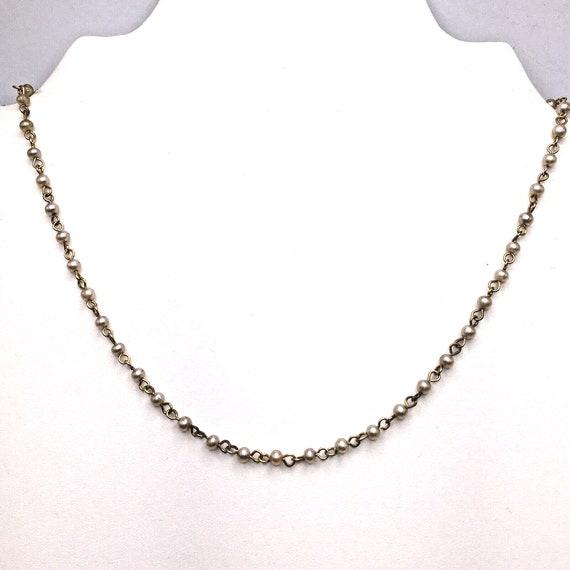 Vintage Gold Tone Chain and Faux Pearl Choker Nec… - image 2