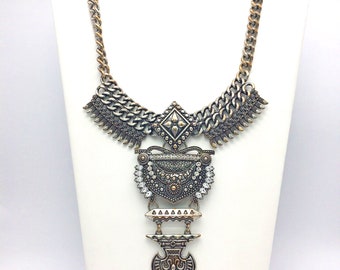 Sugarfix Medieval Revival Bib Necklace Mixed Metal Tones Regal Warrior Baublebar