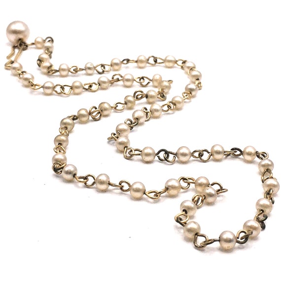 Vintage Gold Tone Chain and Faux Pearl Choker Nec… - image 1
