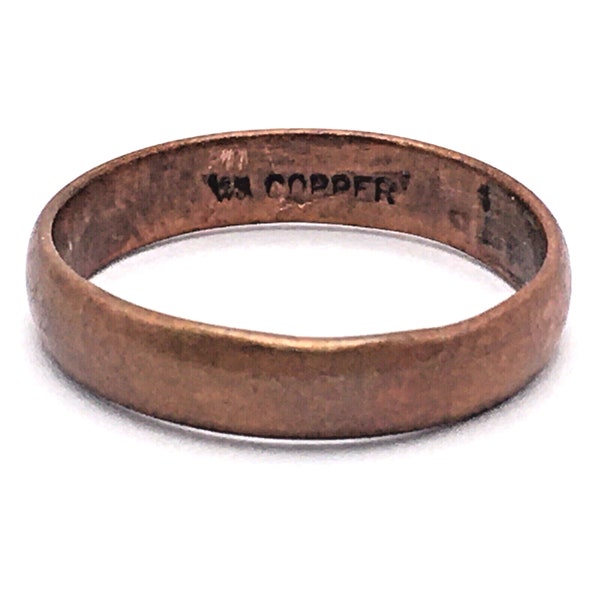 Vintage Copper Wedding Band Size 5 signed WM Wheeler Manufacturing Co