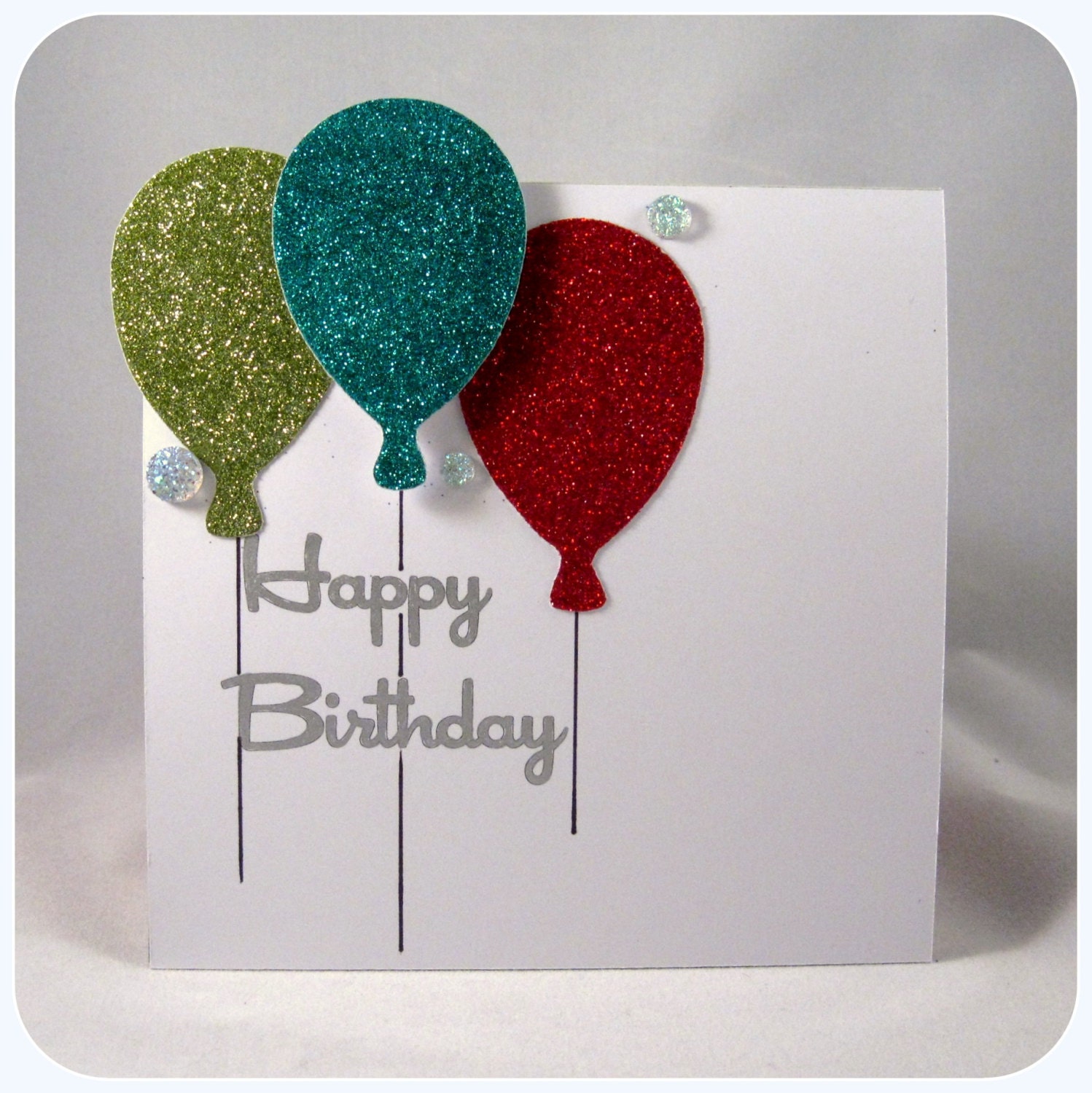 Happy Birthday with balloons blank card | Etsy