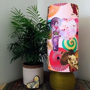 Handmade lamp, Handmade lamp shade, Japanese home decor, Bedside table lamp, Table lamp, Mood lighting, Shade & base, House warming gift