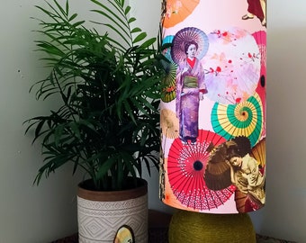 Handmade lamp, Handmade lamp shade, Japanese home decor, Bedside table lamp, Table lamp, Mood lighting, Shade & base, House warming gift