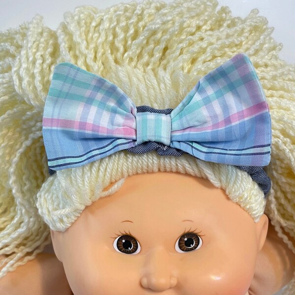 16" Cabbage Patch Accessory "BLUE; PINK; PLAID & Flower Bows" Doll Hairbands, Cabbage Patch Doll Clothes, 16 inch Doll Clothes, CPKs Clothes
