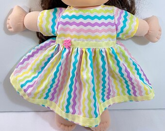 14" Cabbage Patch Clothes "PASTEL CHEVRON" Stripe Dress, Cabbage Patch Doll Clothes, 14 inch Doll Clothes, Cabbage Patch Kids Accessory