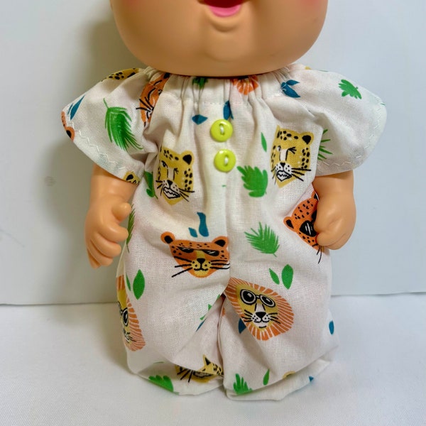 NEW 9" Tiny Cabbage Patch Clothes "LIONS, TIGERS & LEOPARDs" Footed Sleeper or Romper w/Buttons, 9 inch Cabbage Patch Clothes, CPKs Doll