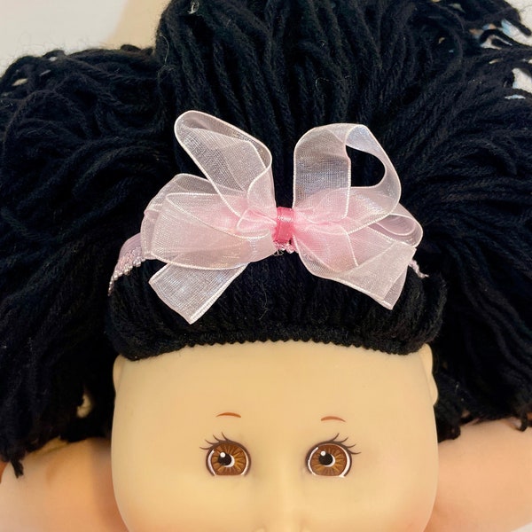 14" Cabbage Patch Clothes "BLUE Denim & PINK Bows" Doll Hairband, Cabbage Patch Doll, 14 inch Doll Clothes, Cabbage Patch Kid Doll Accessory