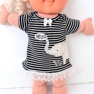 14" Cabbage Patch "Elephant & Turtle" Dress w/Lace and Bow, Cabbage Patch Doll Clothes, 14 inch Cabbage Patch Kid Dress, CPK Doll Accessory