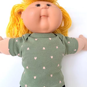 16" Boy or Girl Cabbage Patch "Shiny Gold Heart; Green-Pink Hearts; Blue & Pink Flowers" Top, Cabbage Patch Doll Clothes, CPK Doll Accessory