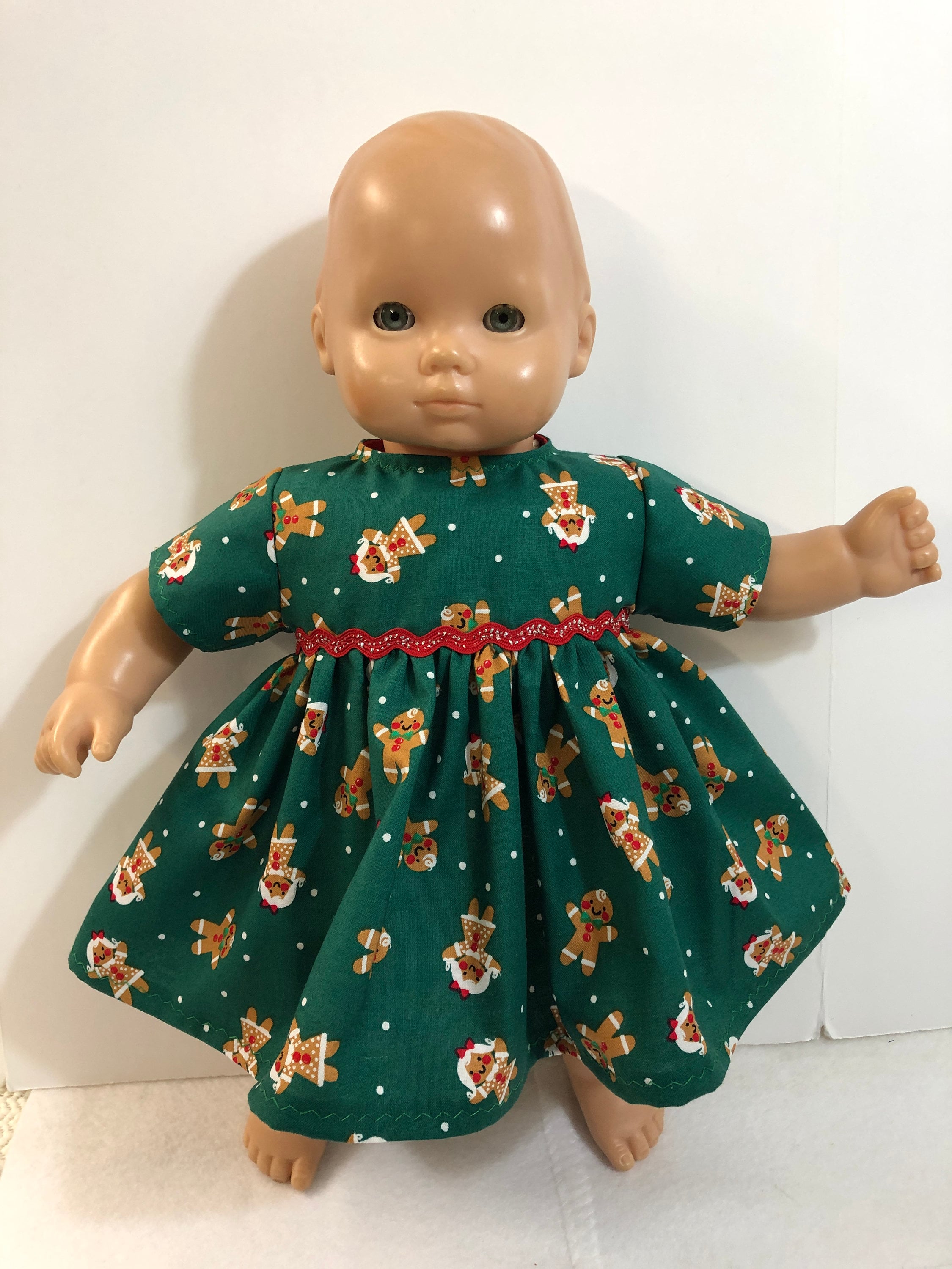 Holiday Outfit for 15 inch Doll such as Bitty Baby Gingerbread Girls and Boys Embroidered T-Shirt with Corduroy Pants