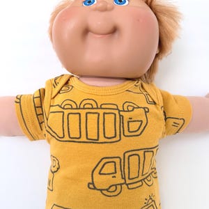 16" Cabbage Patch "Big Trucks, Green Stripes, Wide Gray &  White Stripes" T-Shirt, CPK Clothes, Girl and Boy Cabbage Patch Doll Accessory