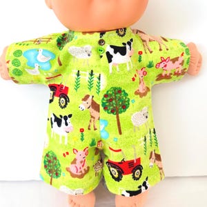 12" Boy or Girl Cabbage Patch "Farm Animals, Cows, Pigs, Horses, Sheep" Romper w/Buttons, Cabbage Patch Kid Doll Clothes, CPK Doll Accessory