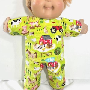 16" Boy Cabbage Patch Doll PJs "Farm Animals, Barn, Horse" 2-Piece Boy Doll Pajamas, Cabbage Patch Doll Clothes, 16 inch Doll Clothes, CPKs