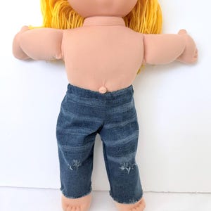 16" Cabbage Patch "Distressed" Denim Jeans Doll Pants or Jeans, Fray Hem, Fits Boy & Girl 16" Cabbage Patch Doll, CPK Doll Accessory