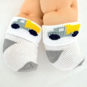 16" Boy Cabbage Patch "Digger Truck, Navy/Red/Green Stripe or Trees" Doll Socks Cabbage Patch Doll Clothes, Cabbage Patch Kid Doll Accessory