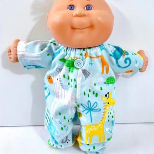 12" Cabbage Patch Clothes "Animals, Giraffe, Elephant" Footed Sleeper or Romper, Boy & Girl Cabbage Patch Doll Clothes, 12 inch Doll Clothes