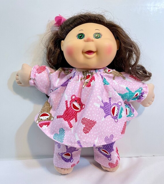14 Cabbage Patch pink With Sock Monkey 2 piece Doll Outfit Pjs 14 Inch Cabbage Patch Doll Clothes Cabbage Patch Kid Clothes Pajamas cpk Etsy