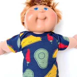 16" Boy or Girl Cabbage Patch "Taco Party; Gold/White Stripe; Jungle Animals" T-Shirt, Mix & Match Cabbage Patch Clothes, CPK Doll Accessory