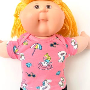 16" Cabbage Patch "Summer Pool Fun; Rainbows Clouds; Walrus/Penguin" Top, Boy & Girl Cabbage Patch Clothes, Cabbage Patch Kid Doll Accessory