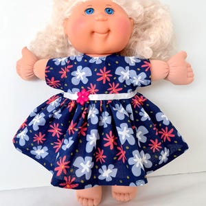 14" Cabbage Patch "Pretty Flowers" Dress w/Ribbon & Flower Button, Cabbage Patch Doll Clothes, Cabbage Patch Kid Dress, CPK Doll Accessory
